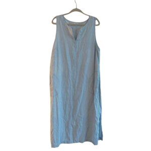 J. JILL Light Denim Maxi Chambray Dress Coastal Lagenlook Minimalist Size XL P